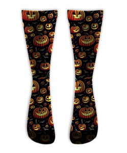 Meia  Cano Alto - Halloween Abóboras