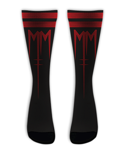 Meia  Cano Alto - Marilyn Manson Stripes Red
