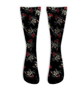 Meia  Cano Alto - Mad Cat Black