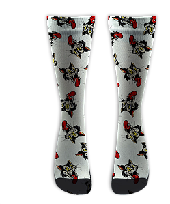 Meia  Cano Alto - Mad Cat White