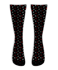 Meia  Cano Alto - Little Heart Skull