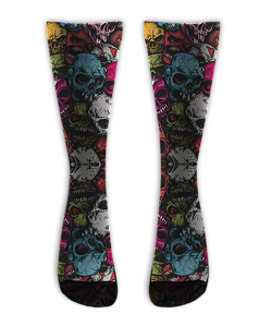 Meia  Cano Alto - Skull Bad Color