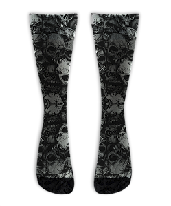 Meia Cano Alto - Skull Bad Gray