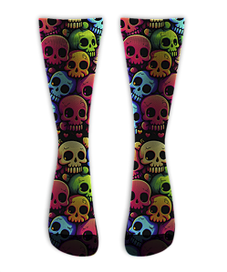 Meia  Cano Alto - Skull Happy Color