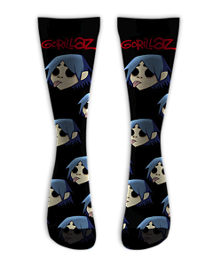 Meia  Cano Alto - Gorillaz Face Black