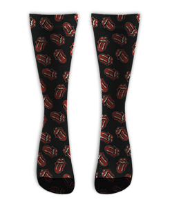 Meia  Cano Alto - Rolling Stones - Mouth Full Print