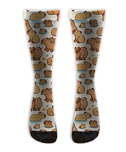Meia Cano Alto - Capivara Full Print Rosa