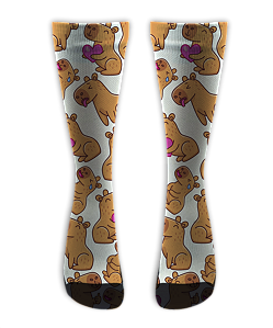 Meia Cano Alto - Capivara Full Print White