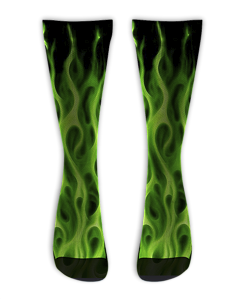 Meia Cano Alto - Flame Green and Black