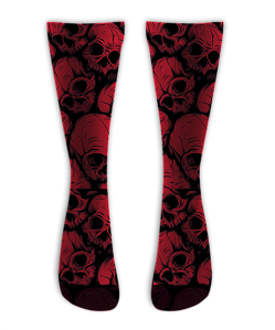 Meia Cano Alto - Skull Full Red