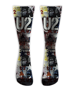 Meia Cano Alto - U2 - Grunge Stamp