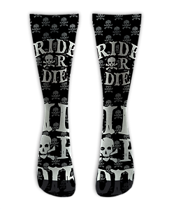 Meia Cano Alto - Ride or Die Skull