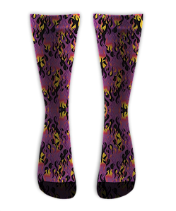 Meia Cano Alto - Flames Vintage Pink Purple