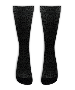 Meia Cano Alto - Ornamental Skull Gray