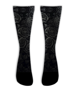 Meia Cano Alto - Roses Degrade Black