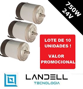 Motor Elétrico DC - 24V - 750W (1 HP) - LOTE DE 10 UNIDADES - VALOR PROMOCIONAL