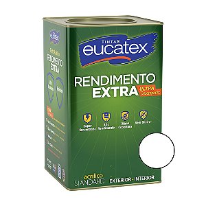 Tinta Acrílica Rendimento Extra - Standard - Branco Fosco -18L- Eucatex