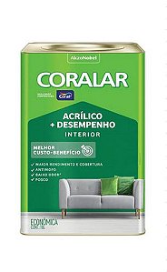 Tinta Acrílica Coralar Mais Desempenho Branco 18L - Coral