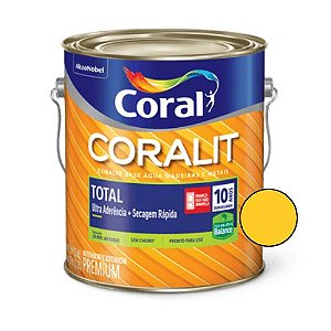 Esmalte base água Coralit Total Brilhante Amarelo 3,6l - Coral