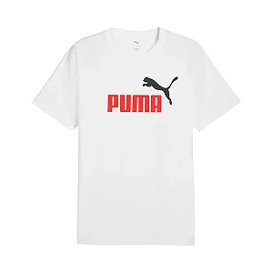 Camiseta Puma Essentials No. 1 logo Tee - Branca/vermelho/preto
