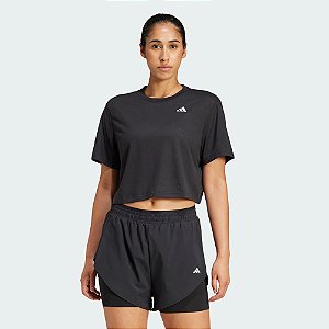 Camiseta Adidas Treino Boxy Essentials Preto Feminina - JC9555