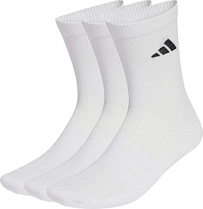 Kit Meia Adidas Essentials Crew C/3 Pares Unissex Branca - JZ0530
