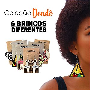 Kit Com 6 Pares de Brincos Em MDF Afro | Dendê 005