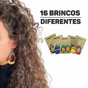 16 Pares de Brincos Geométricos Em MDF Colorido Afro | Gotas - 003