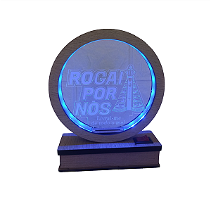 Luminária MDF N. Senhora Aparecida Rogai Por Nós Azul G
