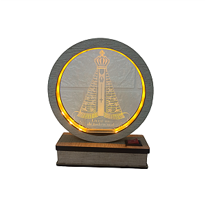 Luminária MDF N. Senhora Aparecida Livrai-me Amarelo G