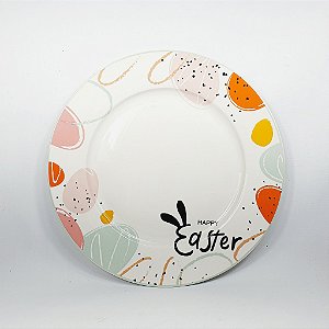 Prato de Cerâmica - Happy Easter/Colorido - 26,5