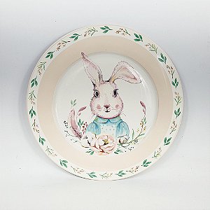 Prato de Cerâmica - Coelha/ Flores