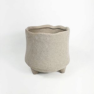 Cachepot de Cerâmica Cinza - Texturizado - 13cm x 13cm