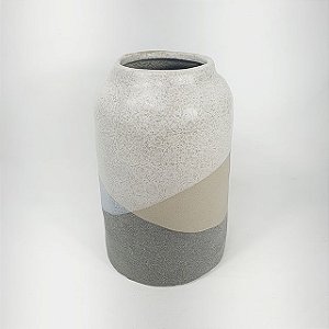 Vaso de Cerâmica Texturizado Azul/Cinza - 13cm x 20cm