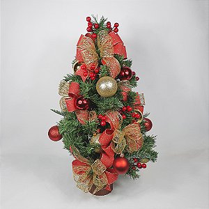 Árvore de Natal Decorada - Vermelho/Dourado - 35cm x 60cm - Christa De...Coração Árvore de Natal Decorada - Vermelho/Dourado - 35cm x 60cm - Christa De...Coração