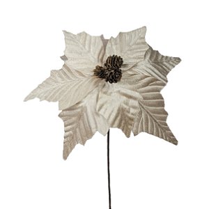 Flor Natalina Vermelha/Marrom - 30cm - Christa DeCoração