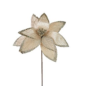 Flor Natalina Vermelha/Marrom - 30cm - Christa DeCoração