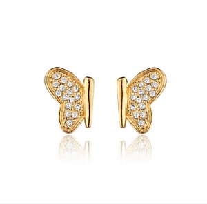 Brinco Meia Borboleta Cravejado Dourado