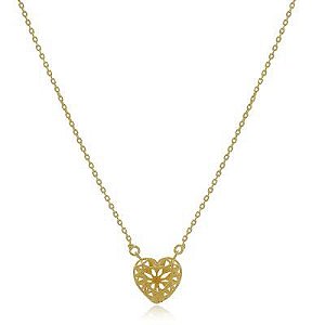Colar Coração 3D Dourado