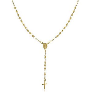 Colar Terço Bolinhas Dourado