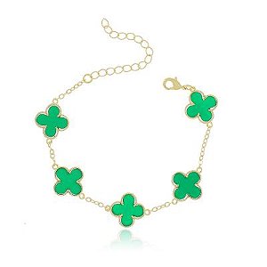 Pulseira Isabel 5 Verde Dourado