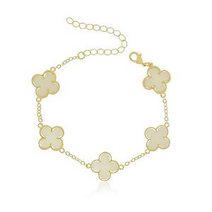 Pulseira Isabel 5 Perolado Dourado