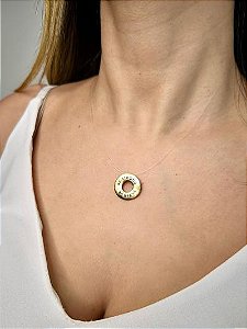 Colar Nylon Be Strong Be Brave Dourado