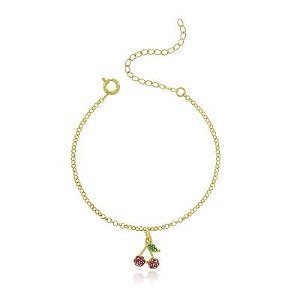 Pulseira Infantil Cerejinha Dourado