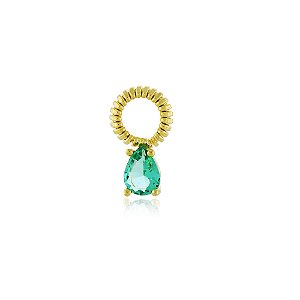 Pin Lock Gota Pedra Turmalina Dourado