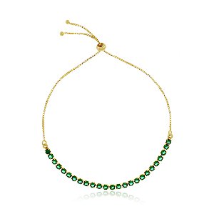Pulseira Rita 3Mm Esmeralda Dourado