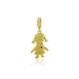 Pingente Menina Lisa Pink Dourado
