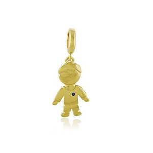 Pingente Menino Liso Azul Dourado