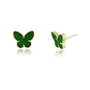 Brinco Borboleta Verde Dourado