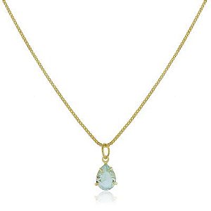 Colar Gotinha Azul Dourado